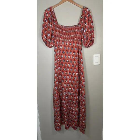 Emerson Fry India Collection Santiago 3 Maxi Dress Carmen Flowers Satin XS/S - Picture 6 of 12